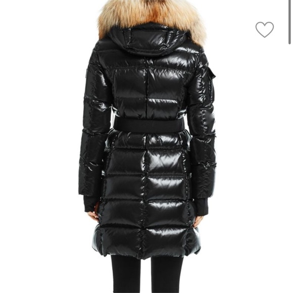 Sam. Infinity Fox Fur-Trim Belted Down Puffer Jacket - Picture 8 of 10